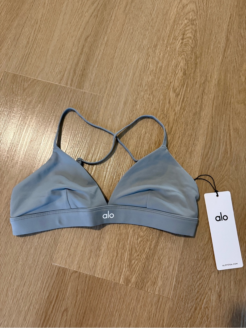 ALO Yoga Women’s Splendor Bra Lunar Grey/White Strappy